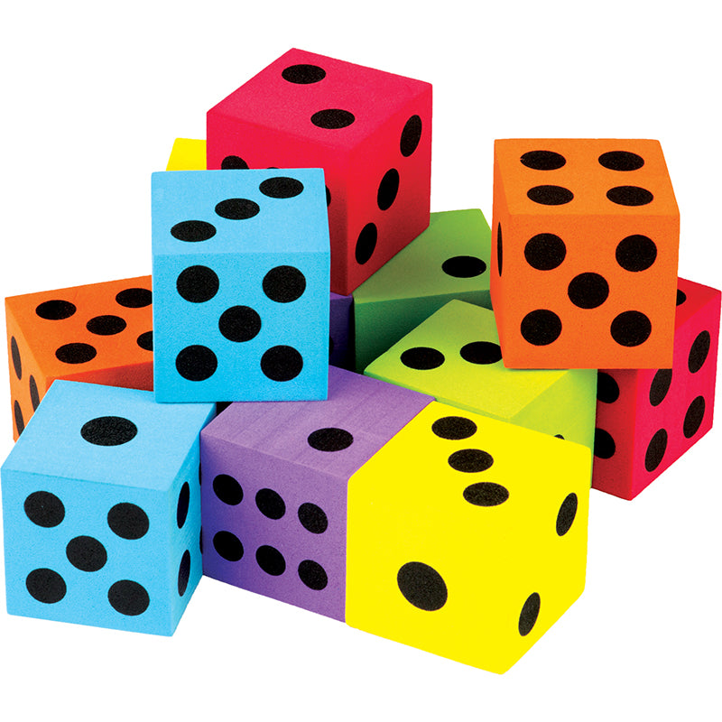 12 PACK FOAM COLORFUL LARGE DICE