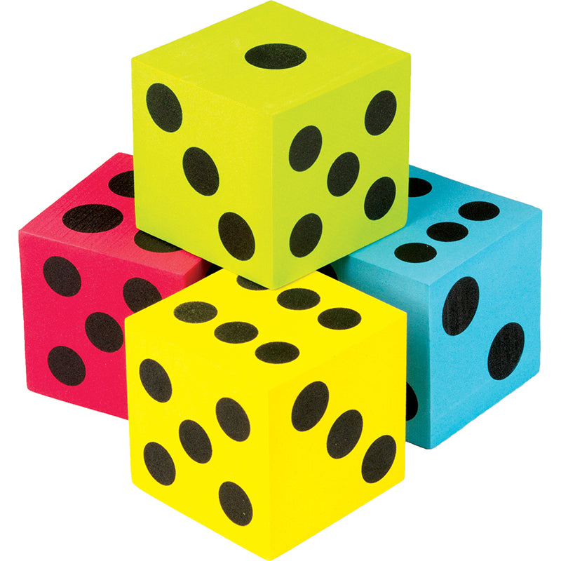 4 PACK FOAM COLORFUL JUMBO DICE