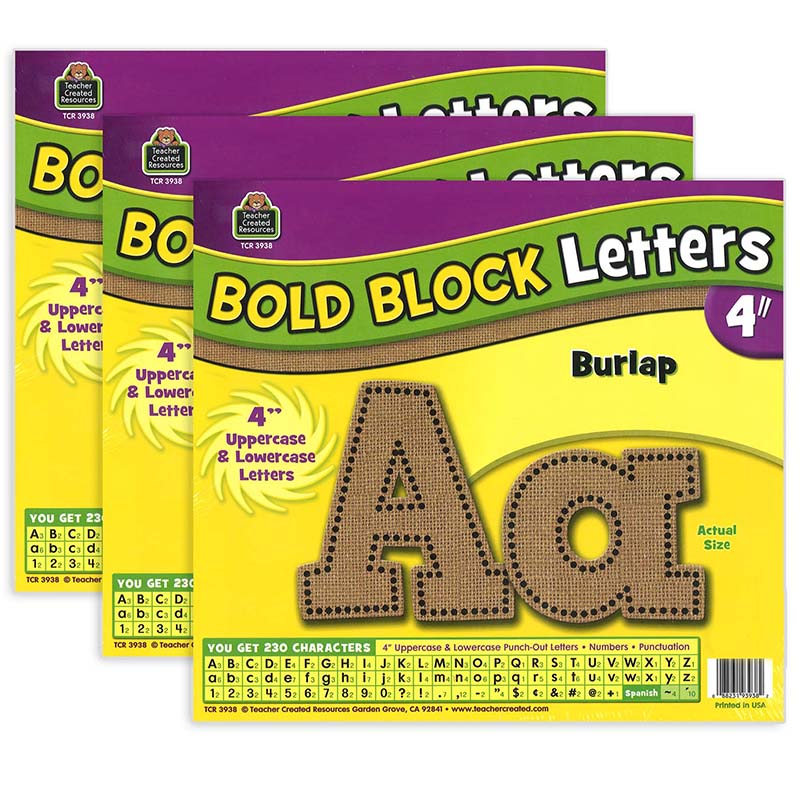 (3 PK) BURLAP BOLD BLOCK 4IN