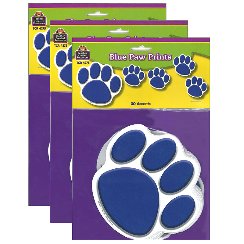 (3 PK) ACCENTS BLUE PAW PRINTS