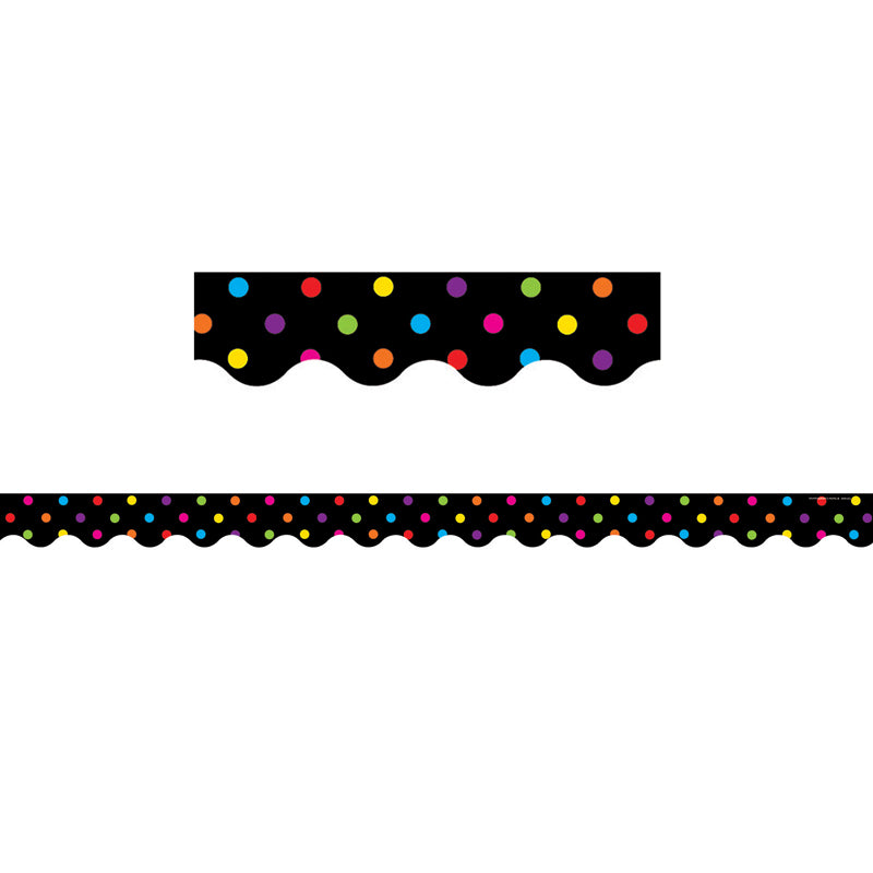 BLACK/MULTICOLOR DOTS SCALLOPED