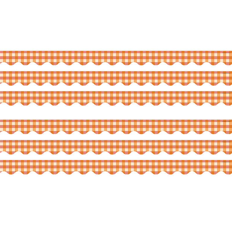 (6 PK) ORANGE GINGHAM BORDER
