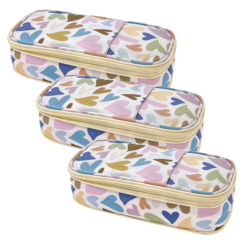 (3 EA) HEARTS PENCIL CASE