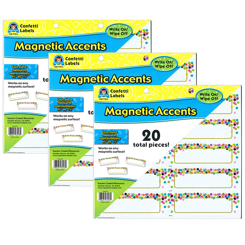 (3 PK) CONFETTI LABELS MAGNETIC