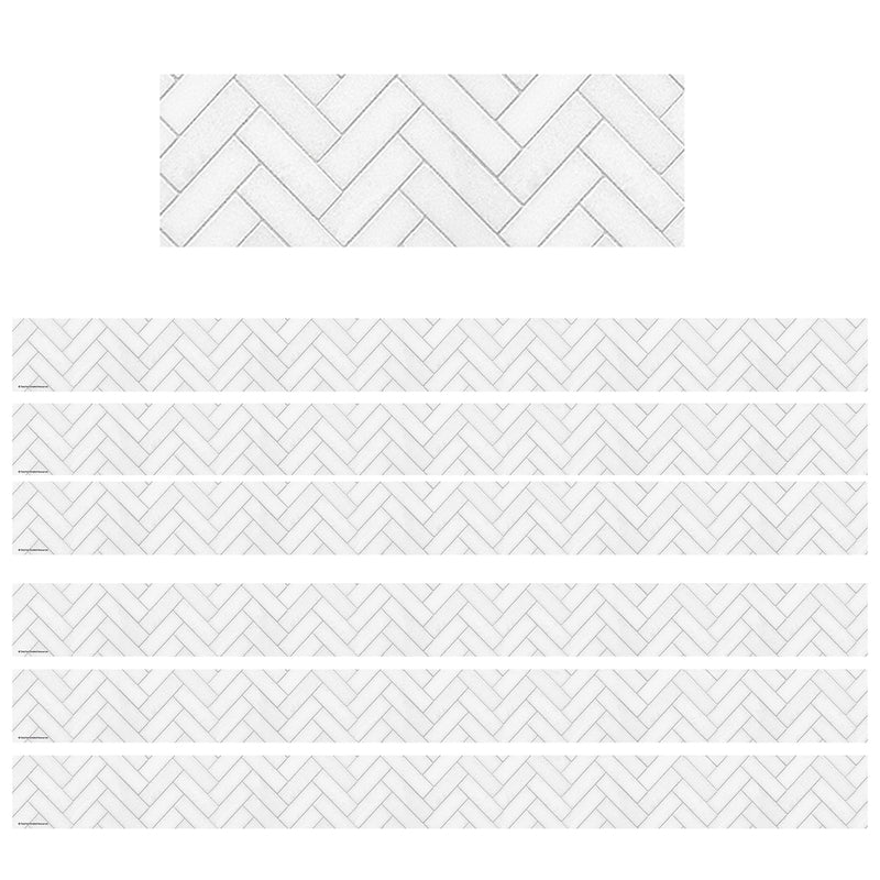 (6 PK) WHITE HERRINGBONE STRAIGHT