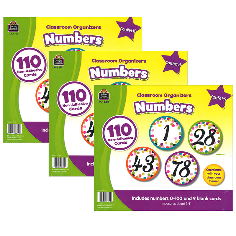 (3 PK) COLORFUL VIBES NUMBER CARDS