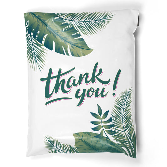 Poly Mailers 100 pcs 10x13 inch, Thank You Tropical Leaves Packaging Bags with Self Adhesive Strip 2.35 Mil Durable Mailing Envelopes for Shipping Multipurpose, Waterproof and Tear Proof