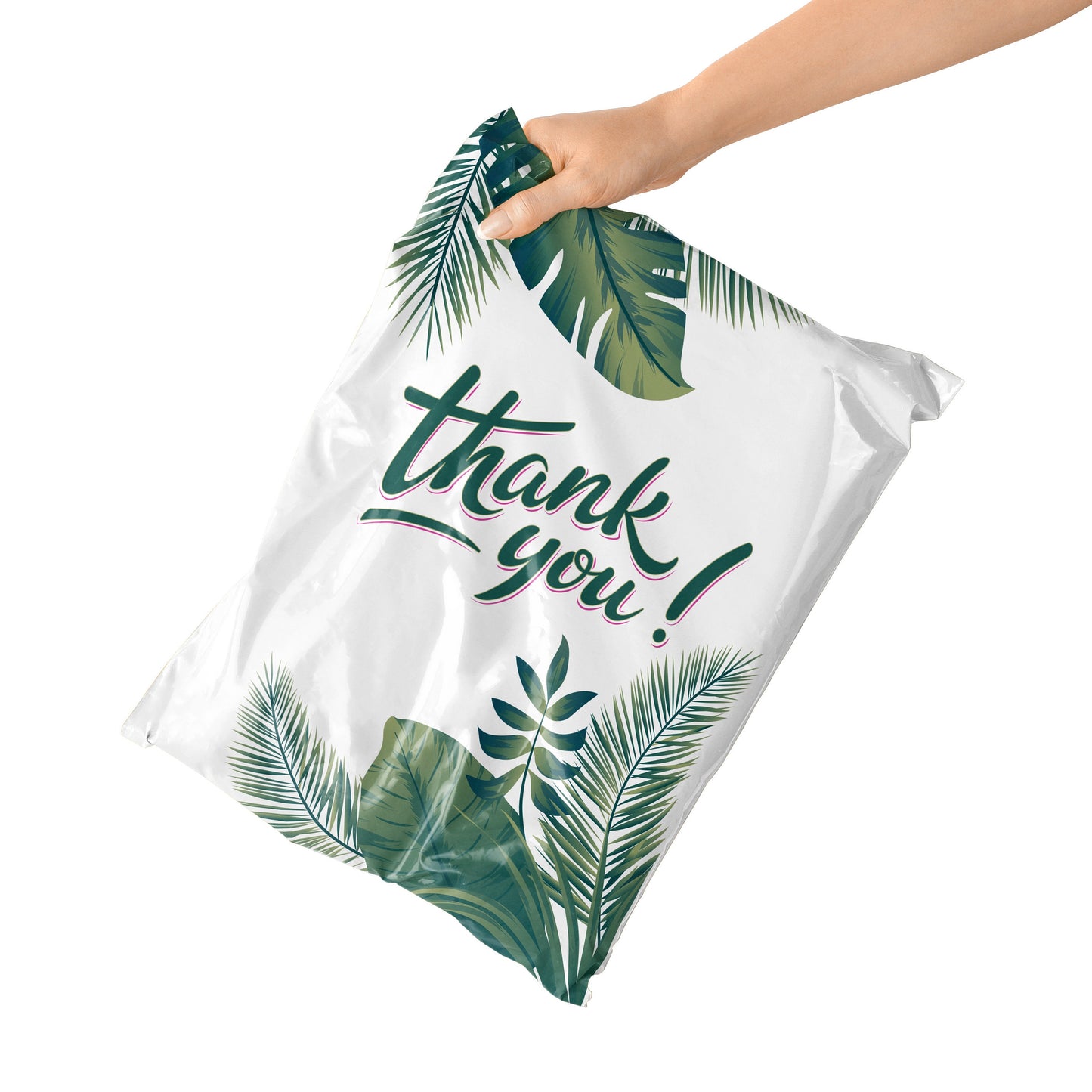 Poly Mailers 100 pcs 10x13 inch, Thank You Tropical Leaves Packaging Bags with Self Adhesive Strip 2.35 Mil Durable Mailing Envelopes for Shipping Multipurpose, Waterproof and Tear Proof