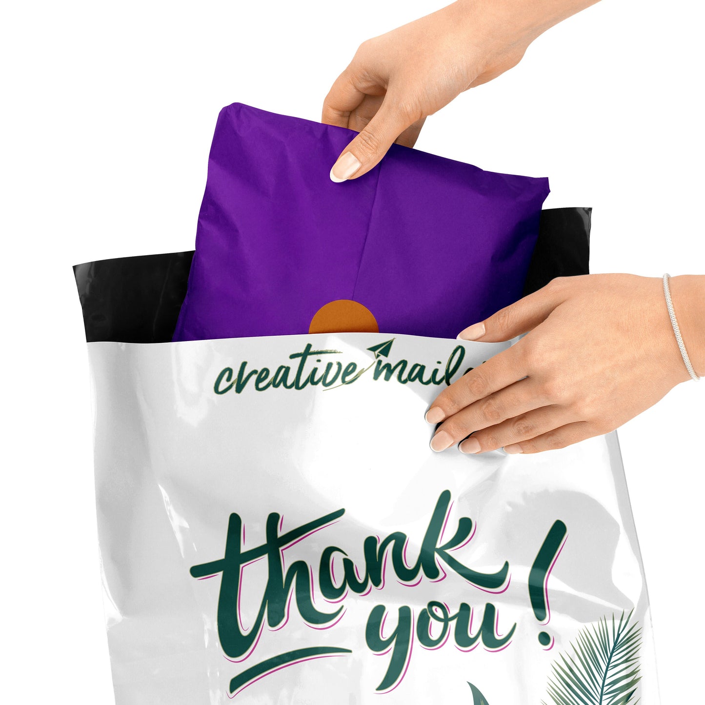 Poly Mailers 100 pcs 10x13 inch, Thank You Tropical Leaves Packaging Bags with Self Adhesive Strip 2.35 Mil Durable Mailing Envelopes for Shipping Multipurpose, Waterproof and Tear Proof