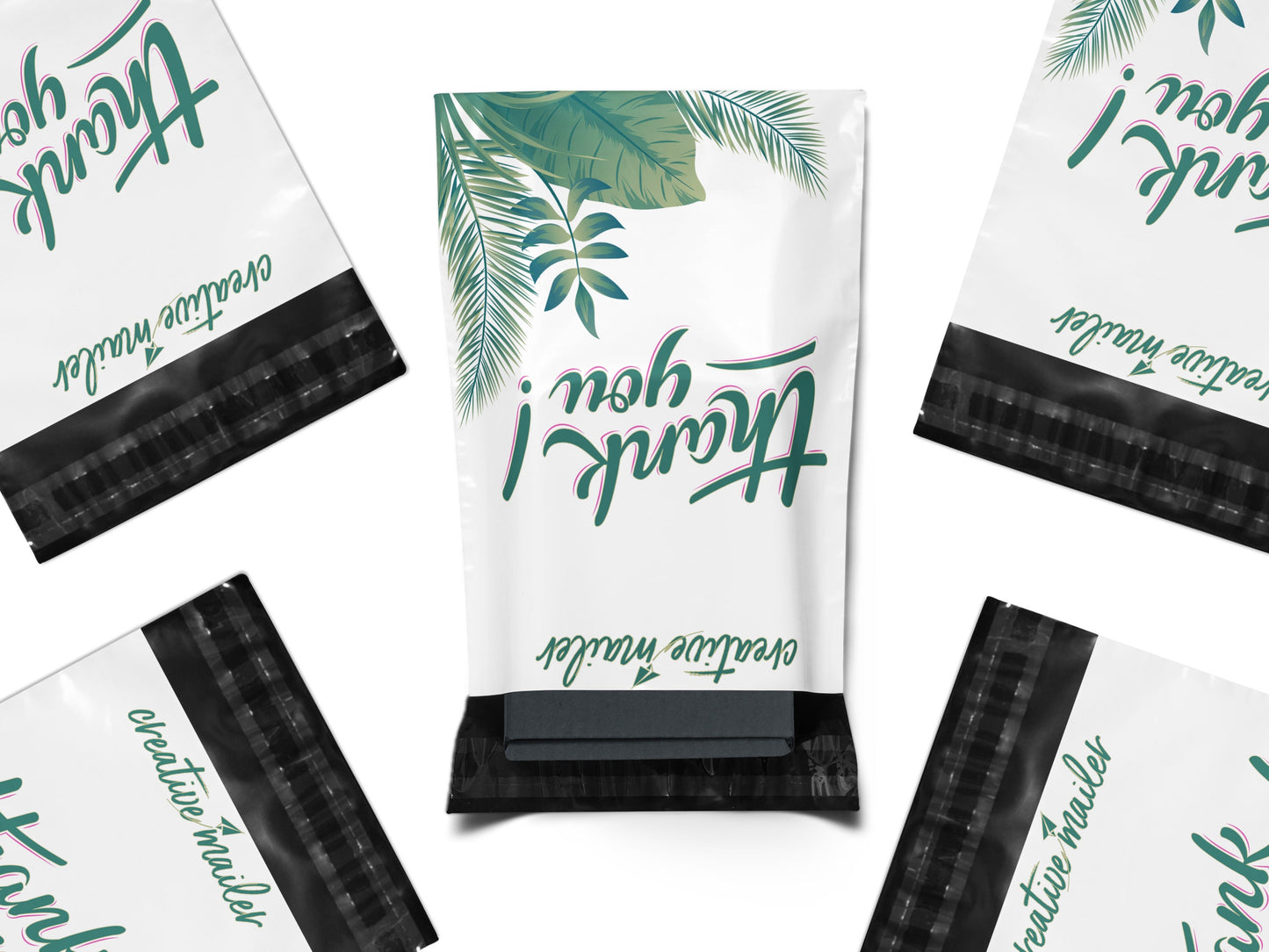 Poly Mailers 100 pcs 10x13 inch, Thank You Tropical Leaves Packaging Bags with Self Adhesive Strip 2.35 Mil Durable Mailing Envelopes for Shipping Multipurpose, Waterproof and Tear Proof