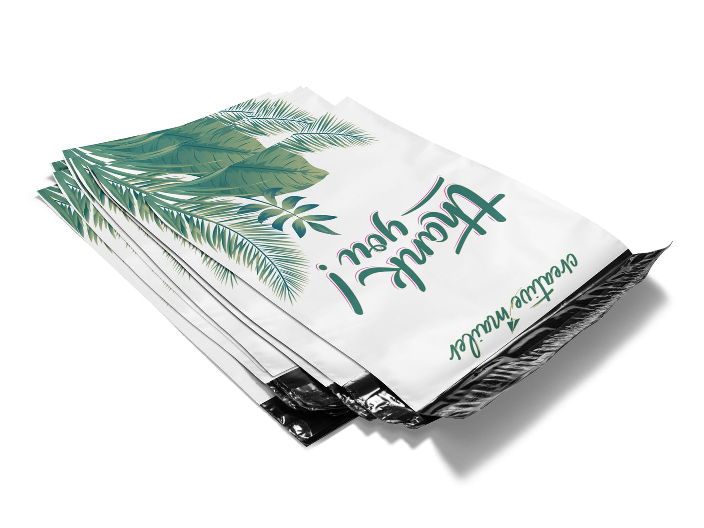 Poly Mailers 100 pcs 10x13 inch, Thank You Tropical Leaves Packaging Bags with Self Adhesive Strip 2.35 Mil Durable Mailing Envelopes for Shipping Multipurpose, Waterproof and Tear Proof
