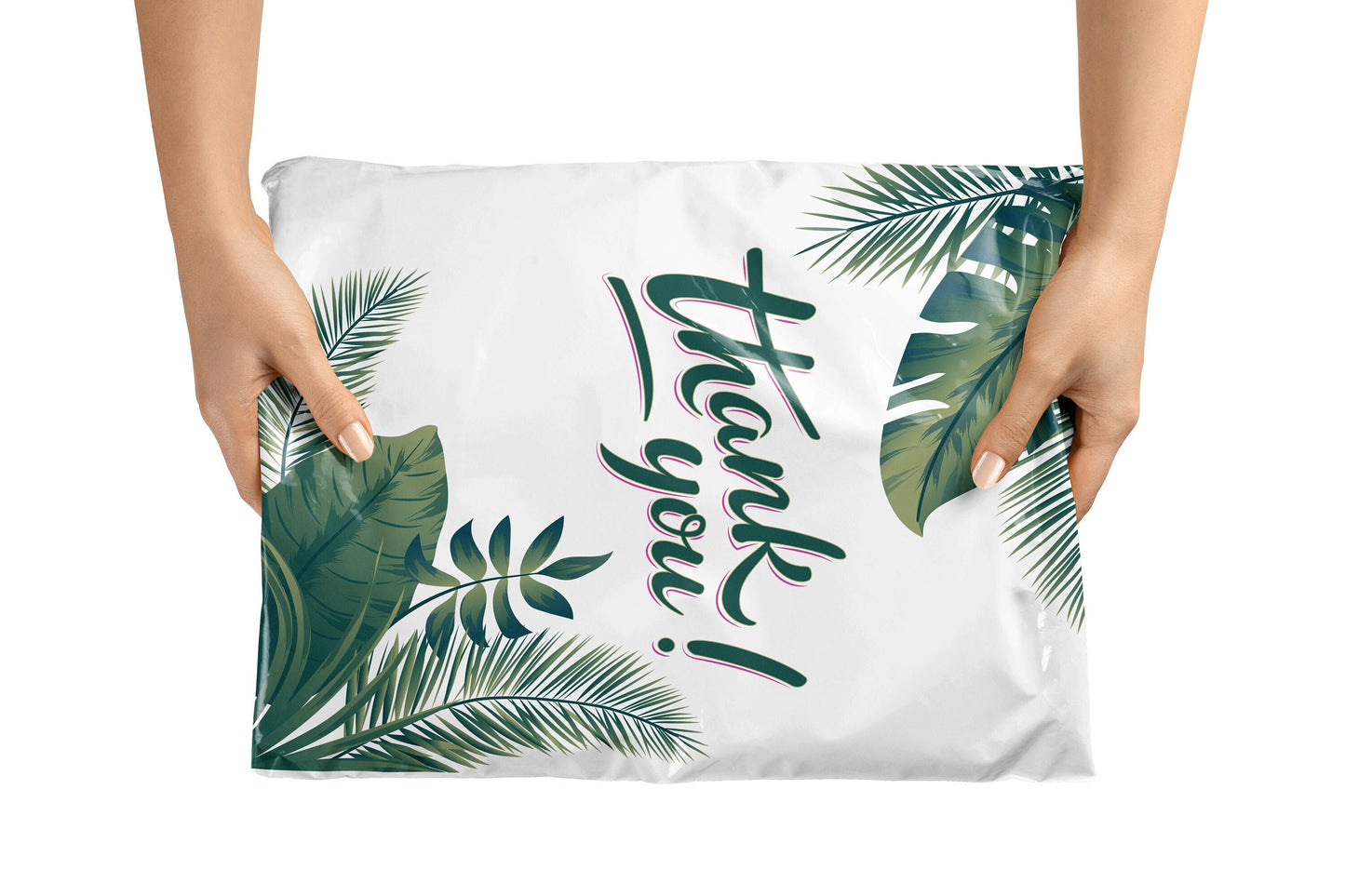 Poly Mailers 100 pcs 10x13 inch, Thank You Tropical Leaves Packaging Bags with Self Adhesive Strip 2.35 Mil Durable Mailing Envelopes for Shipping Multipurpose, Waterproof and Tear Proof