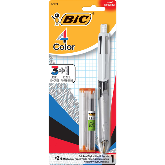 4-Color 3-in-1 Retractable Ballpoint Pen with Mechanical Pencil