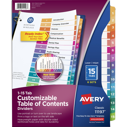 Customizable Table of Contents Dividers