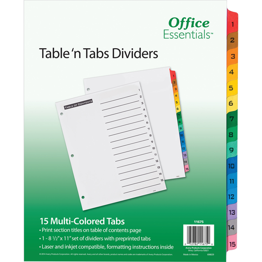 Office Essentials Table 'N Tabs Dividers