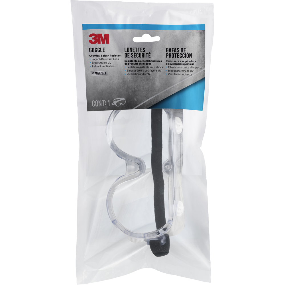 3M Soft Chemical Splash and Impact Safety Goggles