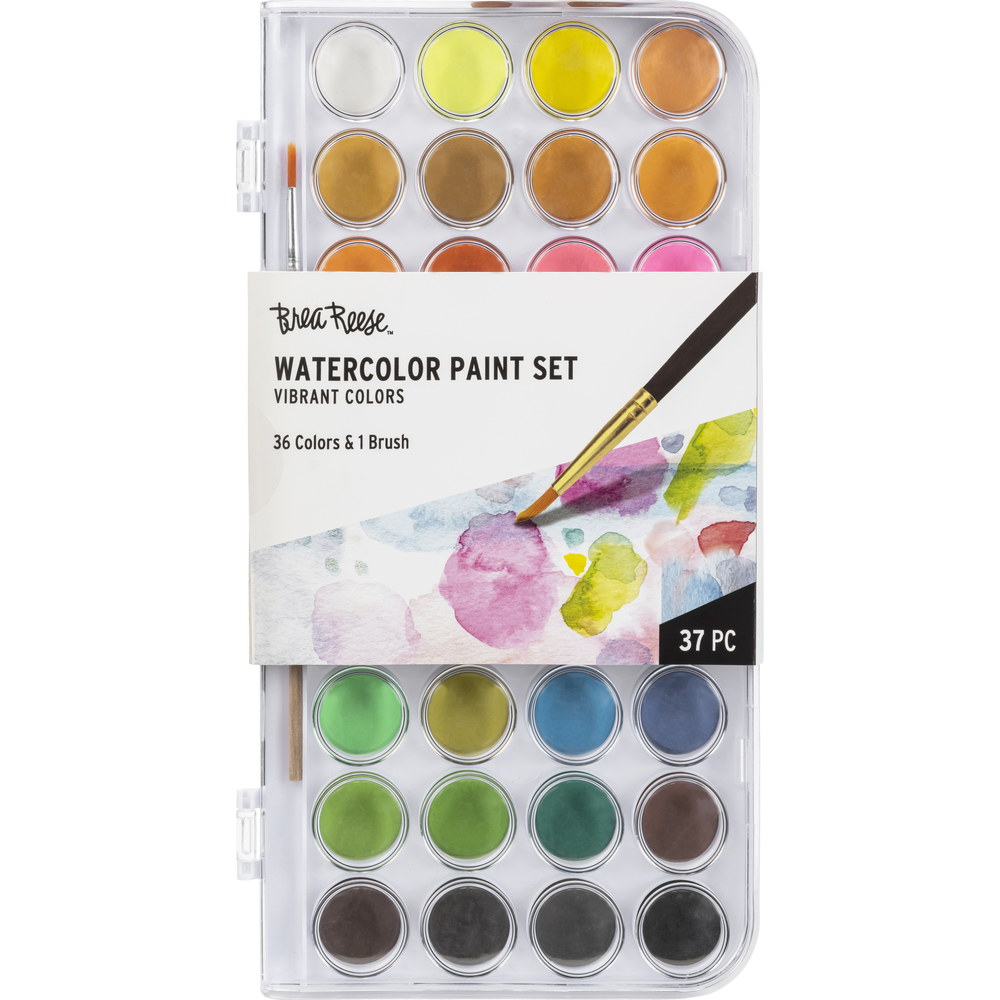 Round Watercolor Cakes with Waterbrush