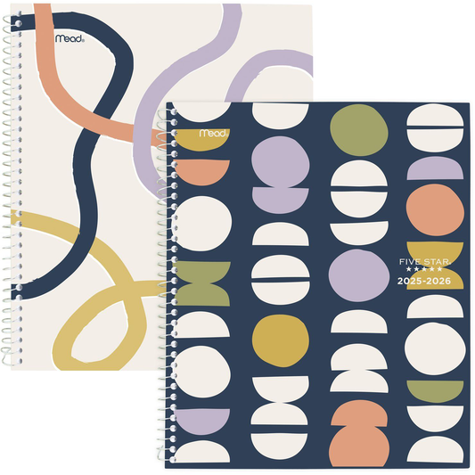 Five Star Simple Waves Academic 2025-2026 Weekly Monthly Student Planner