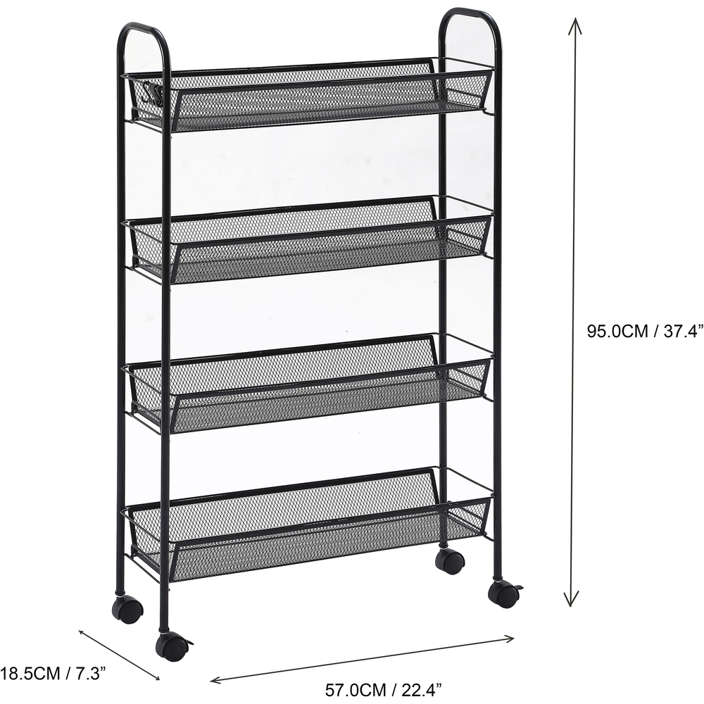 4-Tier Mesh Basket Cart with 4 Wheels