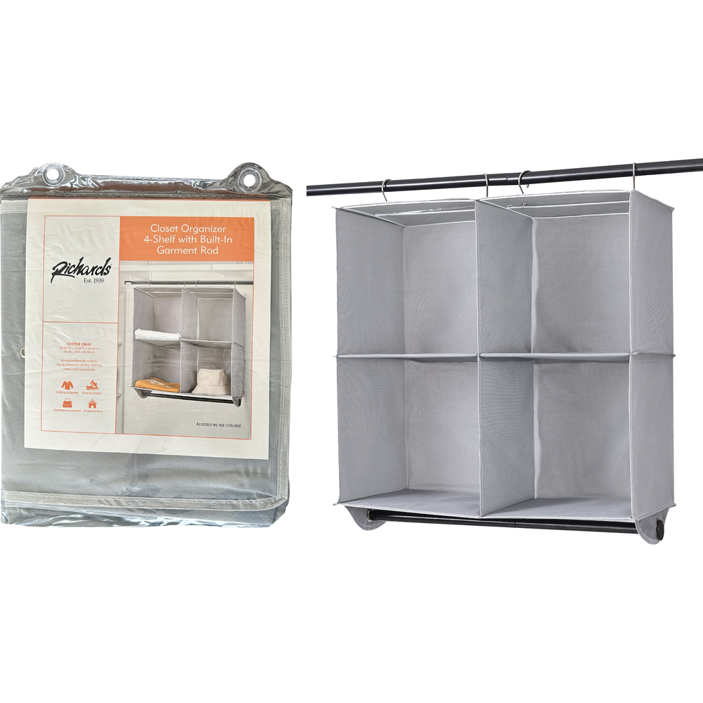 4 Compartment Hanging Organizer with Bar