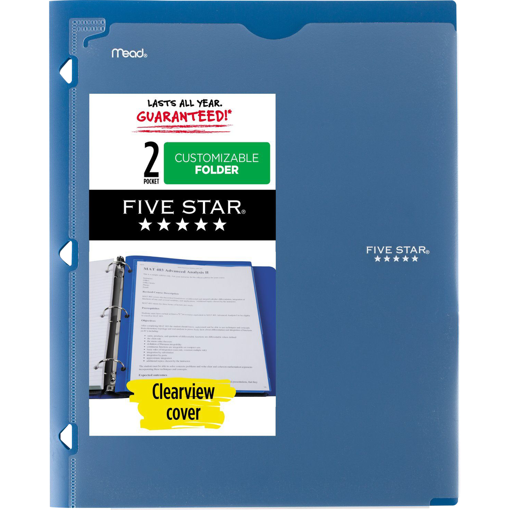 Five Star Customizable Clearview Pocket Poly Folder