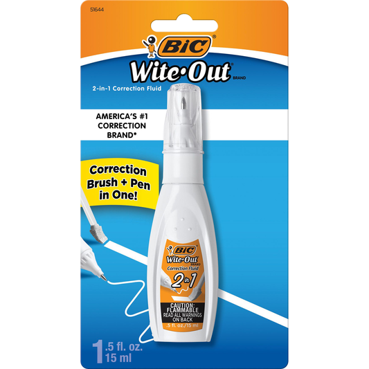 Wite-Out Brand 2-in-1 Correction Fluid Brush and Pen