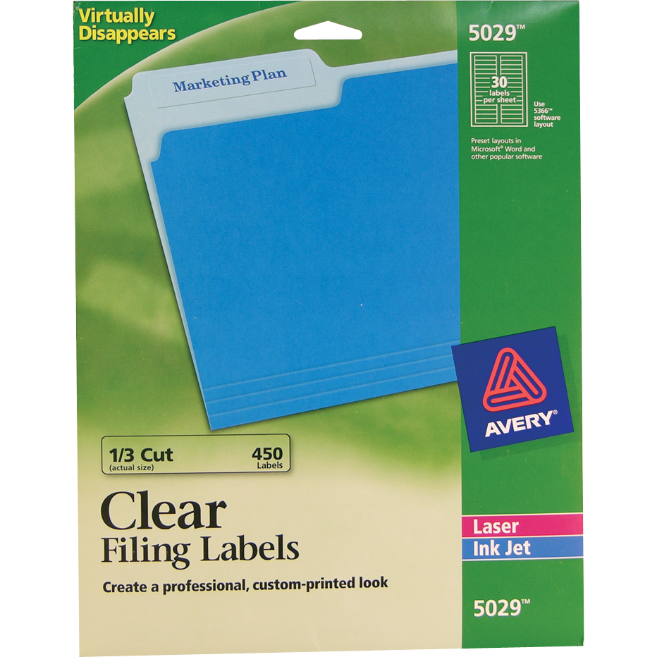 Clear Filing Labels