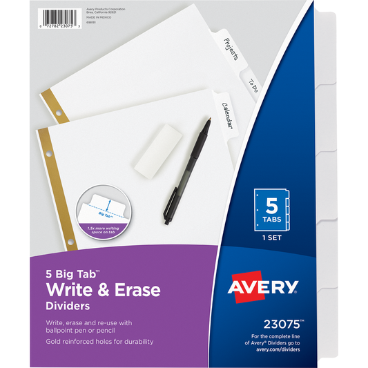 Big Tab Write and Erase Tab Divider