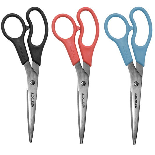 SCISSORS 8IN STRAIGHT 3/PK ASST