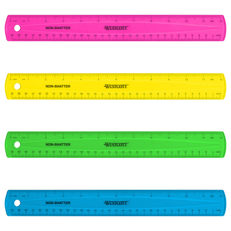 12IN SHATTERPROOF RULER ASST COLORS