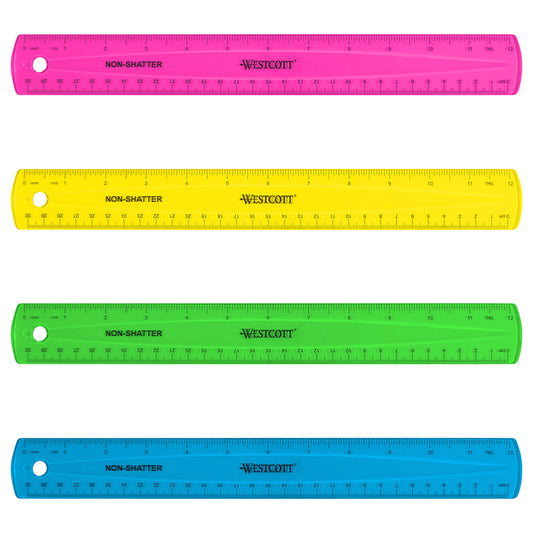 12IN SHATTERPROOF RULER ASST COLORS