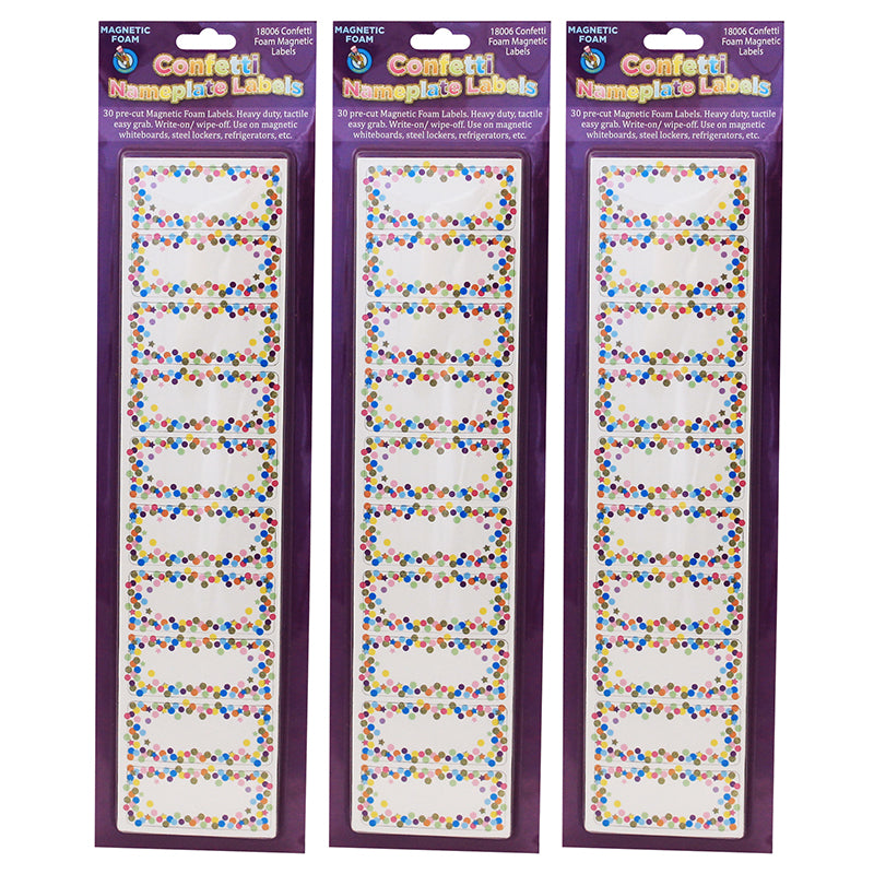 (3 PK) MAGNETIC NAMEPLATES CONFETTI