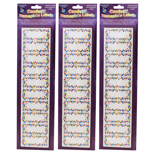 (3 PK) MAGNETIC NAMEPLATES CONFETTI