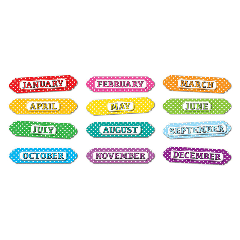 MAGNET DIE-CUT MONTHS/YEAR WHT DOTS