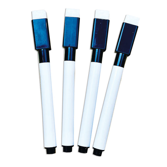 DRY ERASE MARKERS 4/PK BLK FINE TIP