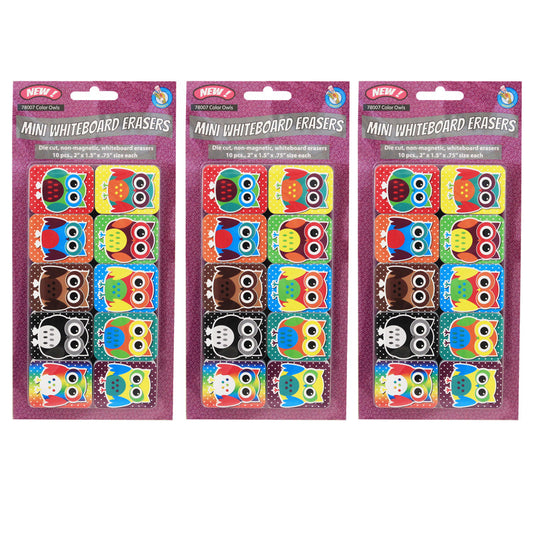 (3 PK) COLOR OWLS MINI WHITEBOARD