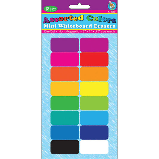 ASST COLOR MINI WBOARD ERASER 16/PK