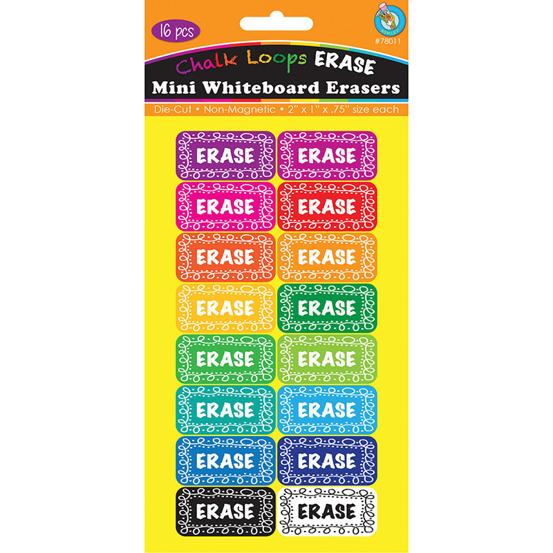 CHALK LOOP MINI WBOARD ERASER 16/PK