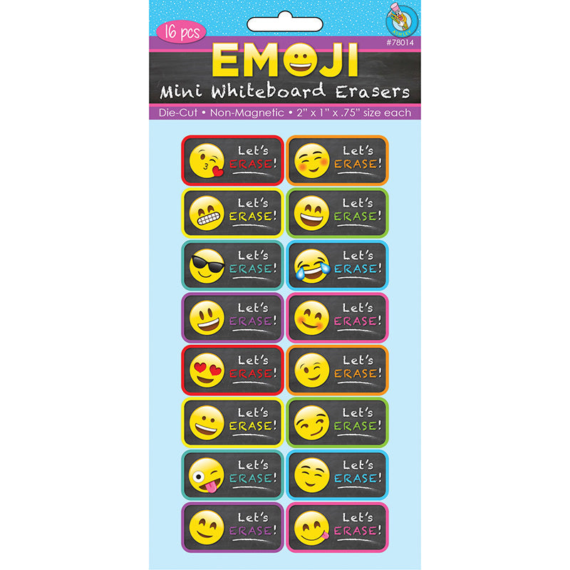 EMOJIS MINI WBOARD ERASER 16/PK