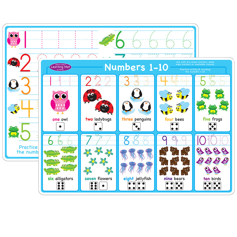 NUMBERS 1-10 LEARNING MAT 2 SIDED