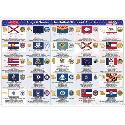 2 SIDED LEARNING MAT STATE FLAGS