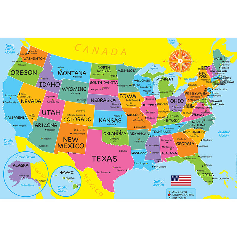 10CT USA MAP LEARNING PLACEMAT