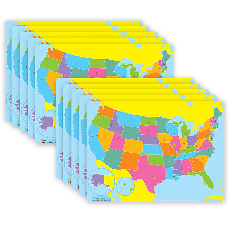 10 PK POSTERMAT SMART POLY US MAP