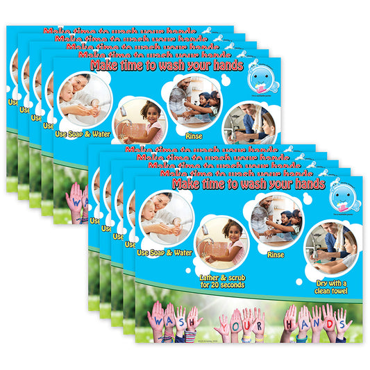 10 PK POSTERMAT TIME TO WASH HANDS