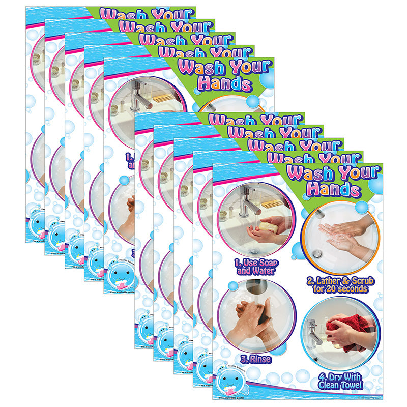 10 PK POSTERMAT WASH YOUR HANDS