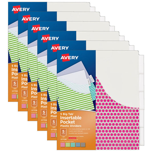 (6 PK) AVERY BIG TAB 5 TAB POCKET