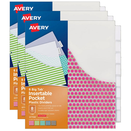 (3 PK) AVERY BIG TAB 8 TAB POCKET