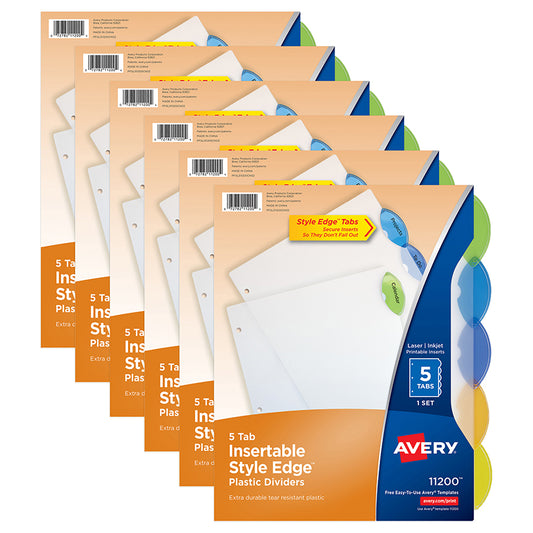 (6 PK) 5 TAB EDGE INSERTABL DIVIDER