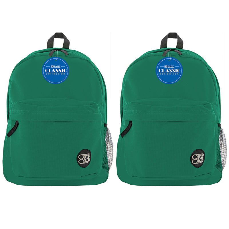 (2 EA) 17IN GREEN CLASSIC BACKPACK