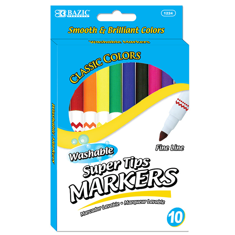 WASHABLE MARKERS SUPER TIP 10 COLRS